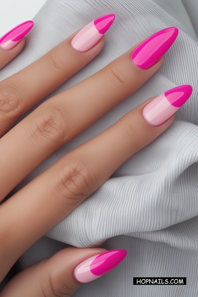 Pink On Pink French Tip Nails