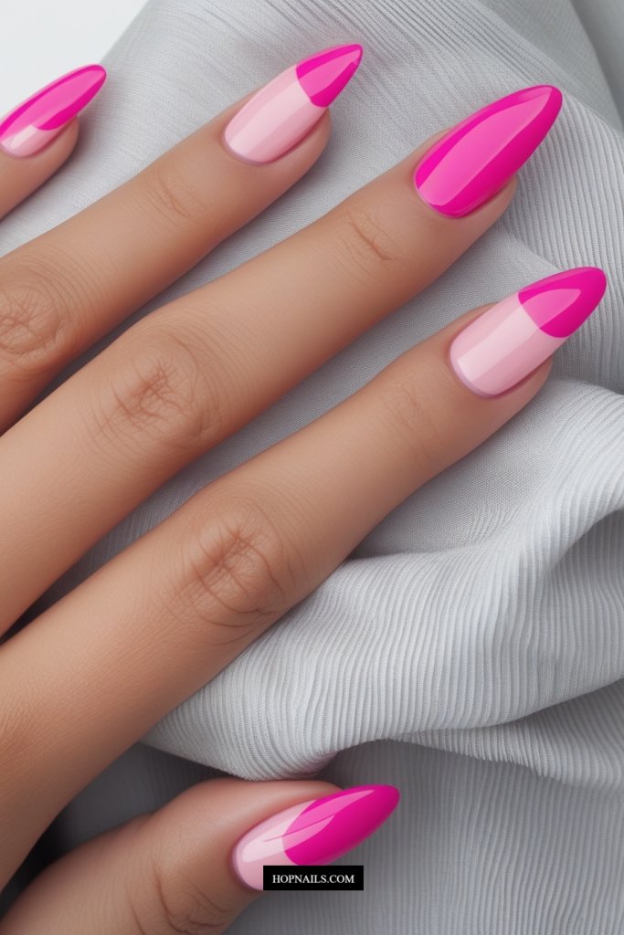 Pink On Pink French Tip Nails
