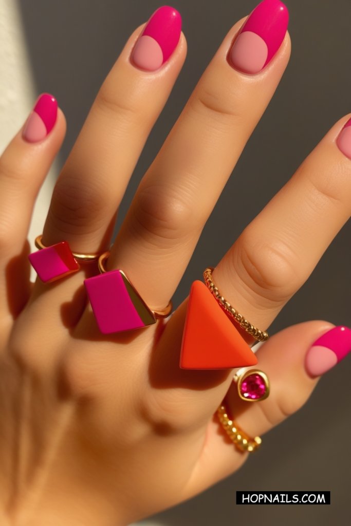 Pink, Red, and Magenta Venn Diagram Nails