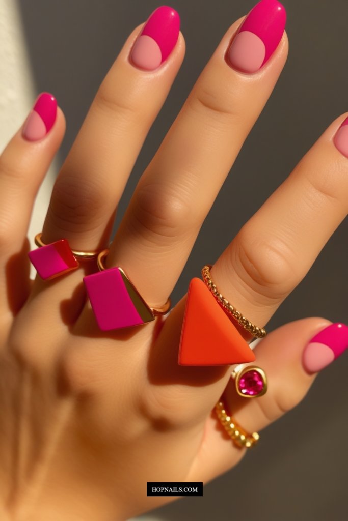 Pink, Red, and Magenta Venn Diagram Nails