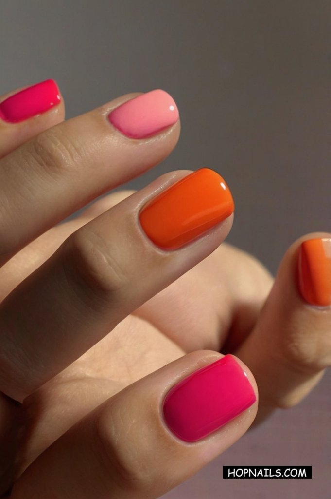 Pink and Orange Target Nails