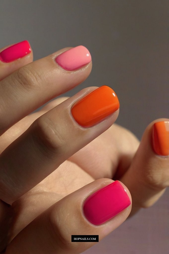 Pink and Orange Target Nails