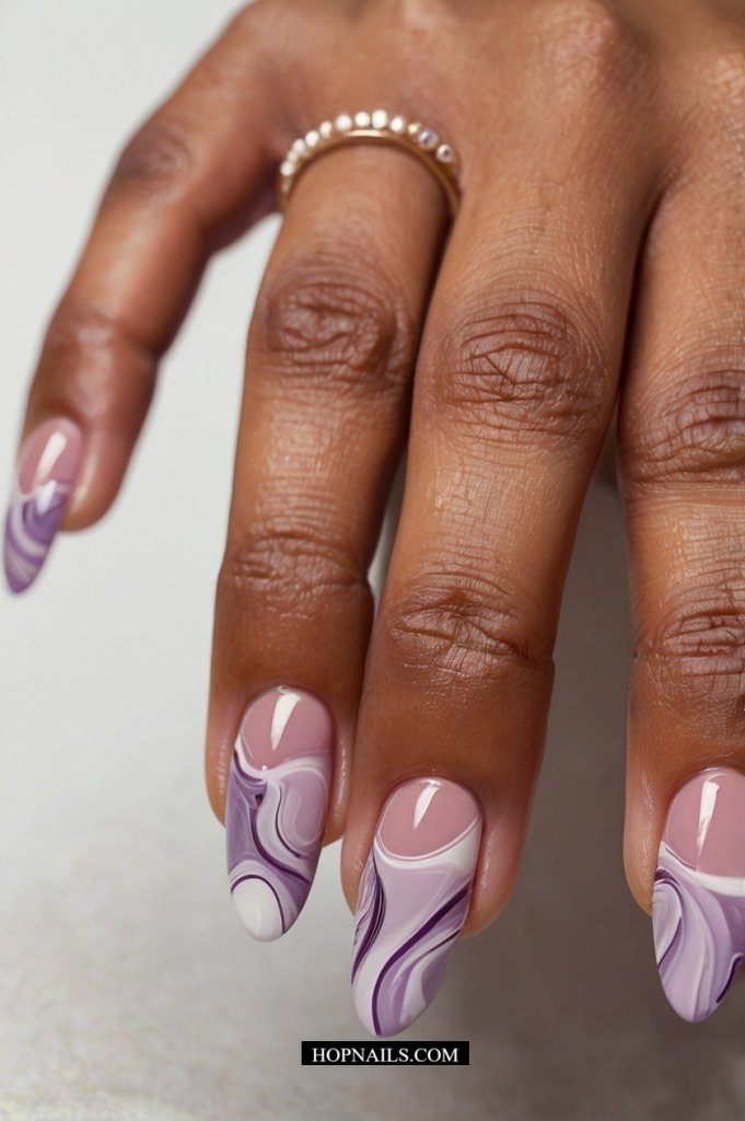 Pink and Purple Swirls nail