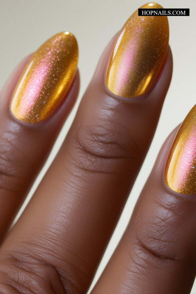 Pop of Gold nail