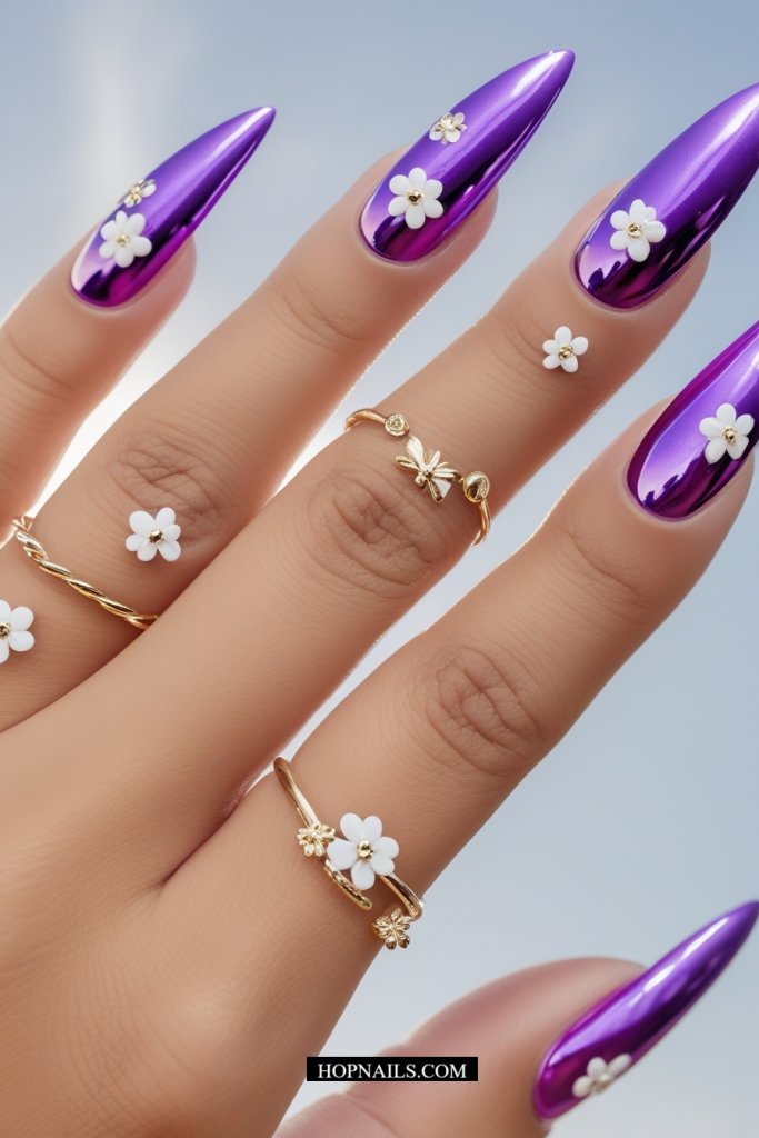 Purple Metallic Chrome nail