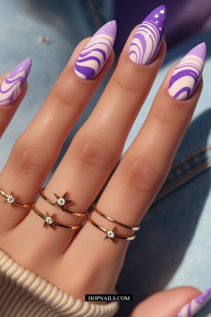 Retro Swirls in Shades of Purple
