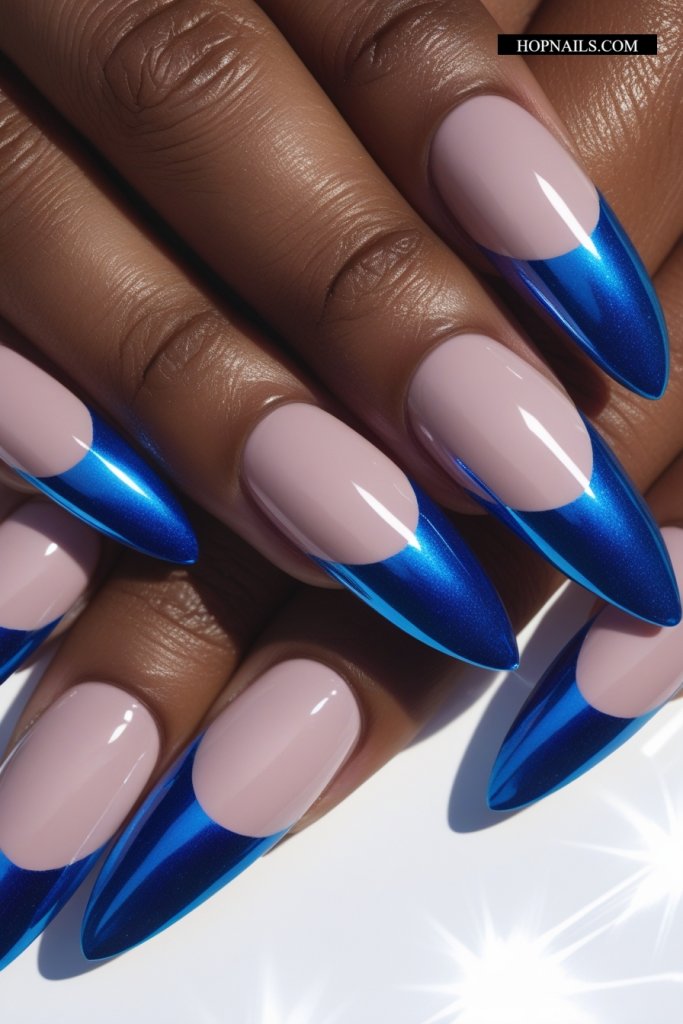 Royal Blue Chrome nail