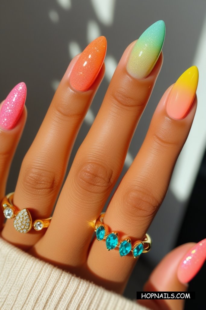 Shimmery Gradient French Nails