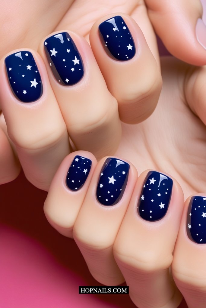 Starry Navy Nails