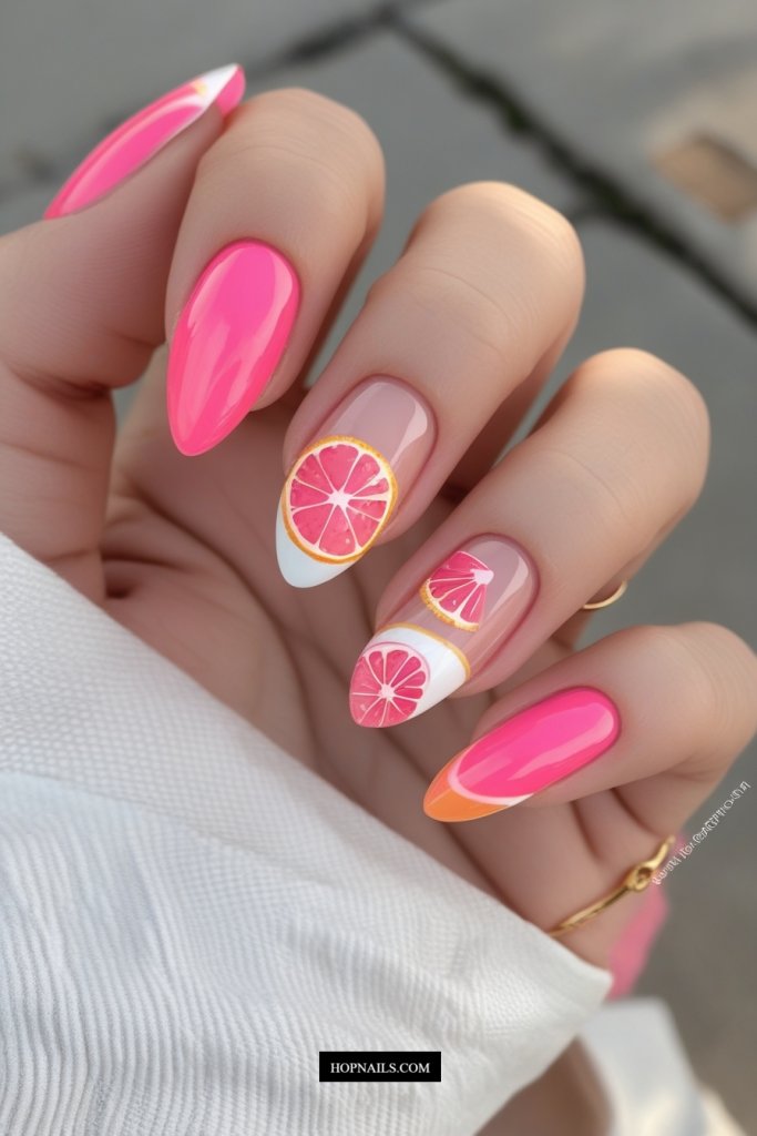 Summer Grapefruit Cocktail Nails