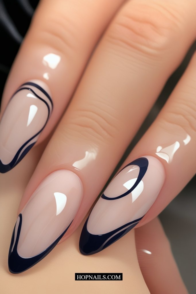 Swirly French nail