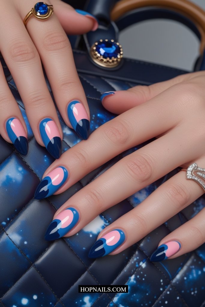 Two Toned Navy Nails