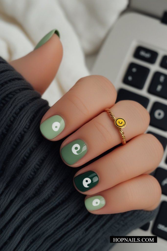 Whimsical Green Fall Nail