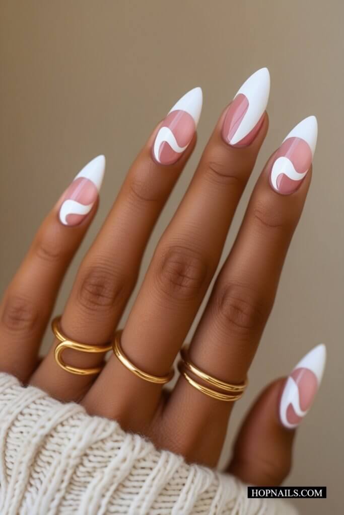 White Swirls nail