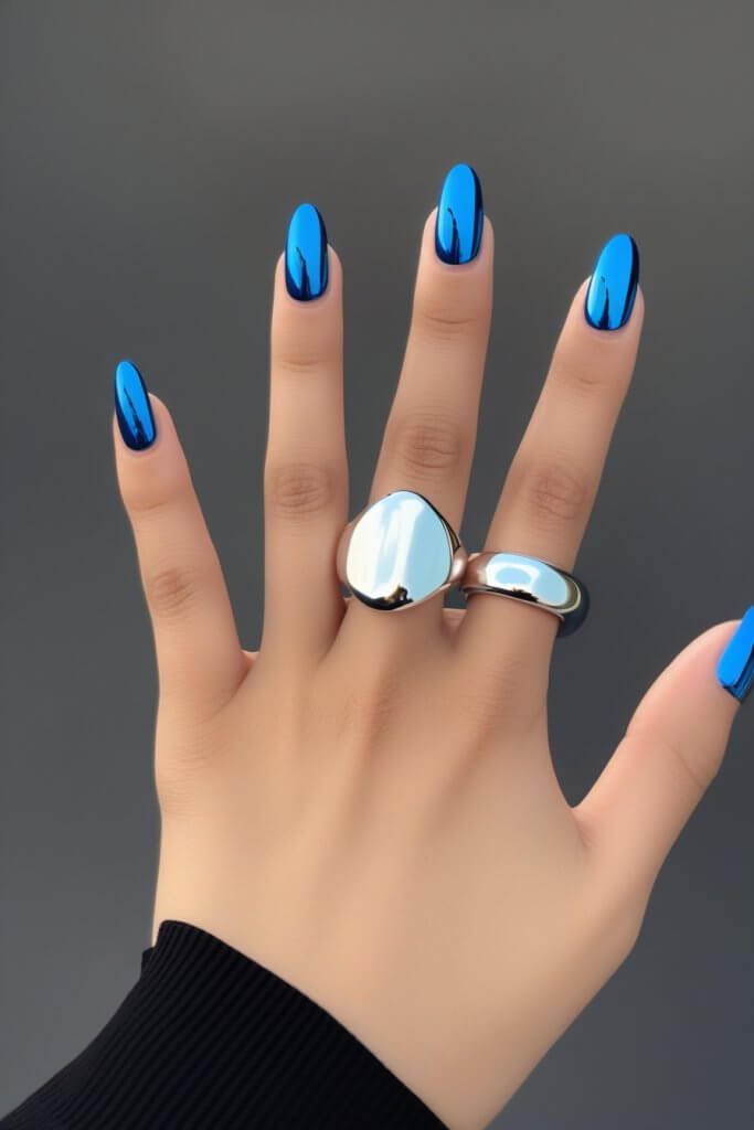 Bold Blue Fall Nail Look