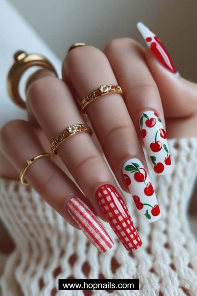 Cherry Picnic nails