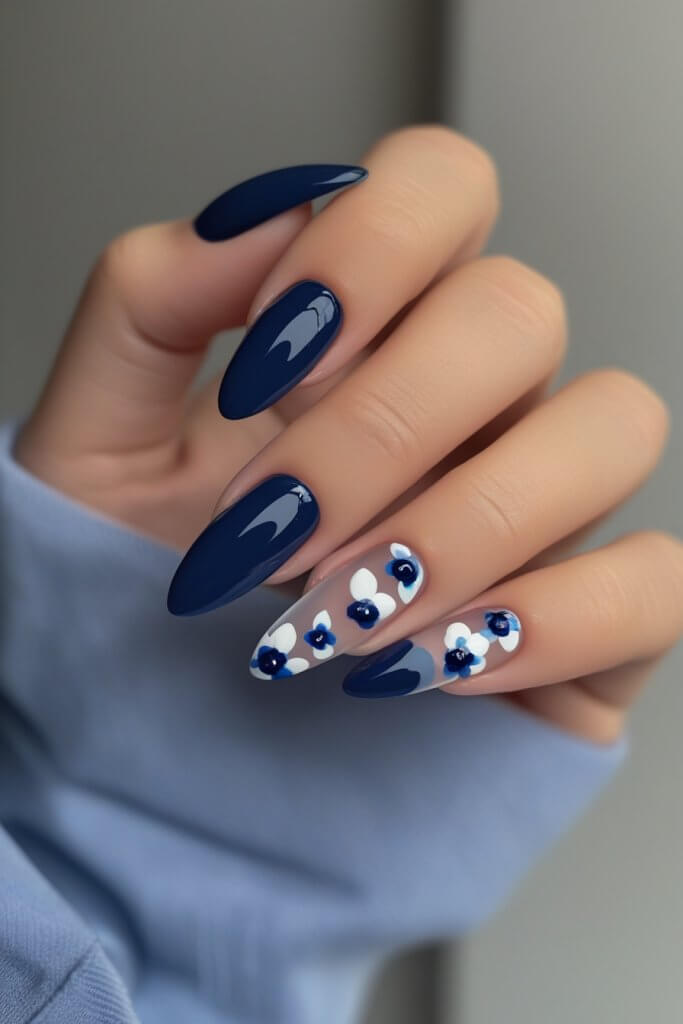 Dark Blue Florals