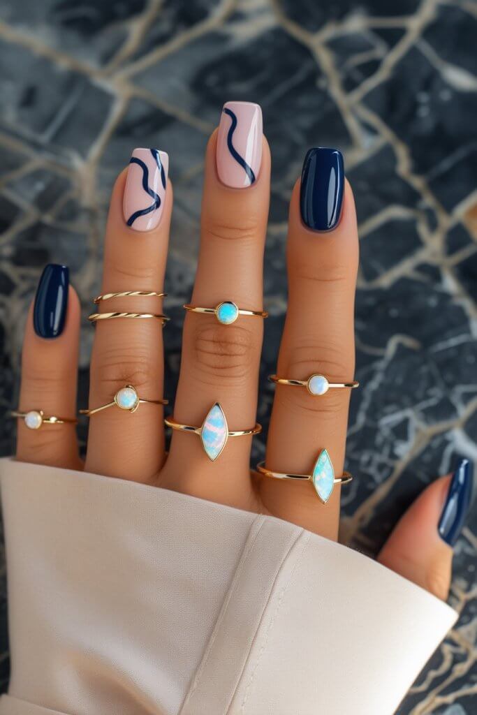 Navy Swirls