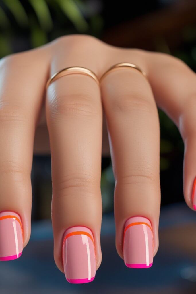 Neutral Nail Ideas With a Hint of Pink & Orange