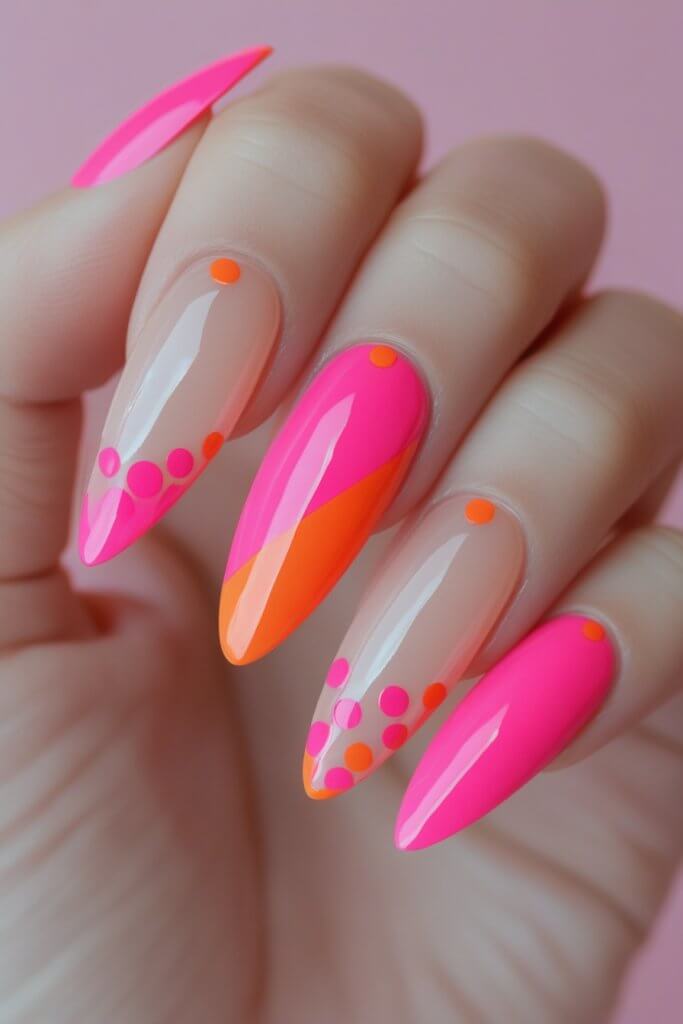 Pink and Light Orange Gel Polish